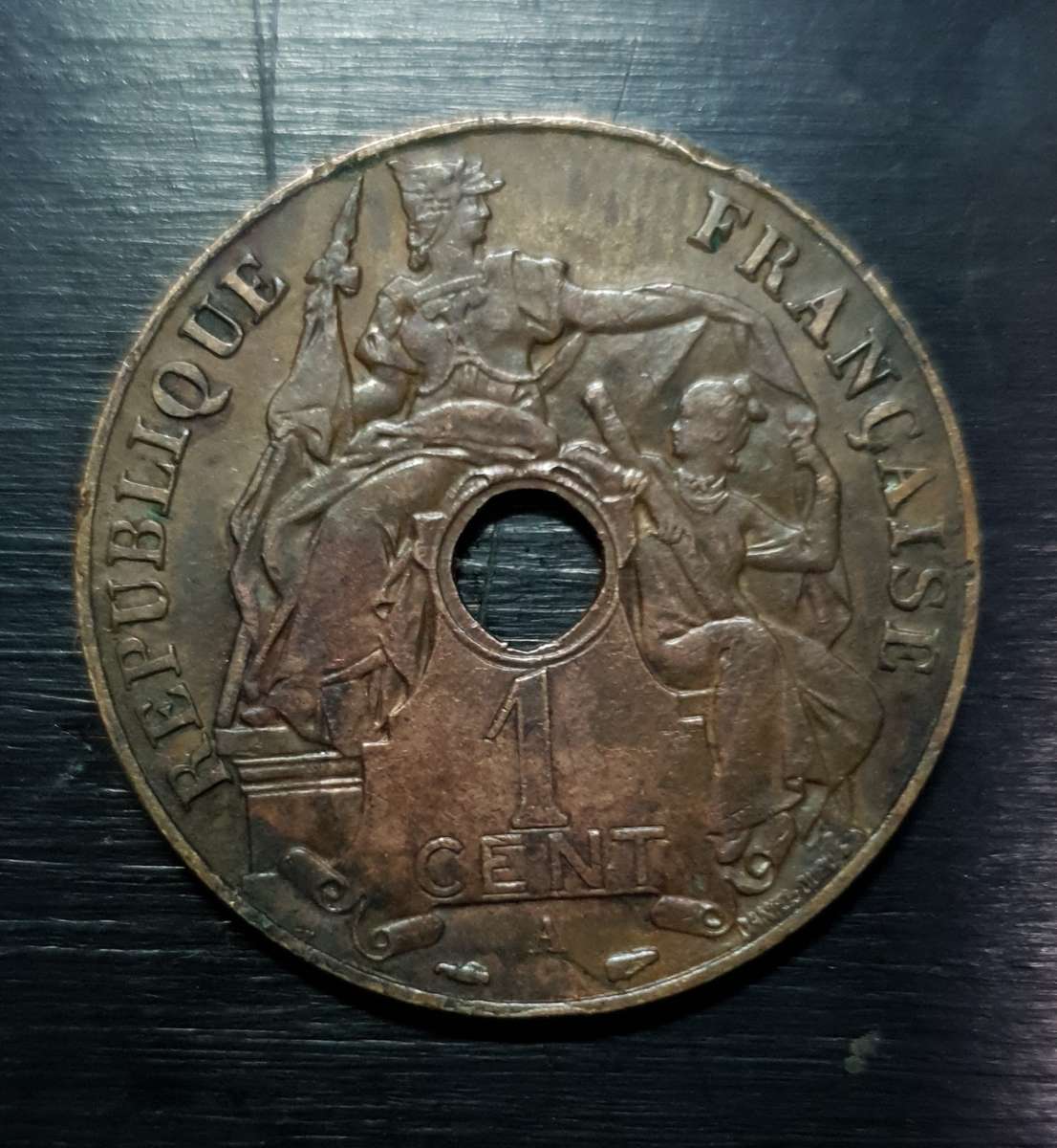 Rare 1939 INDO - CHINA FRANCE ONE CENT Coin in excellent condition.