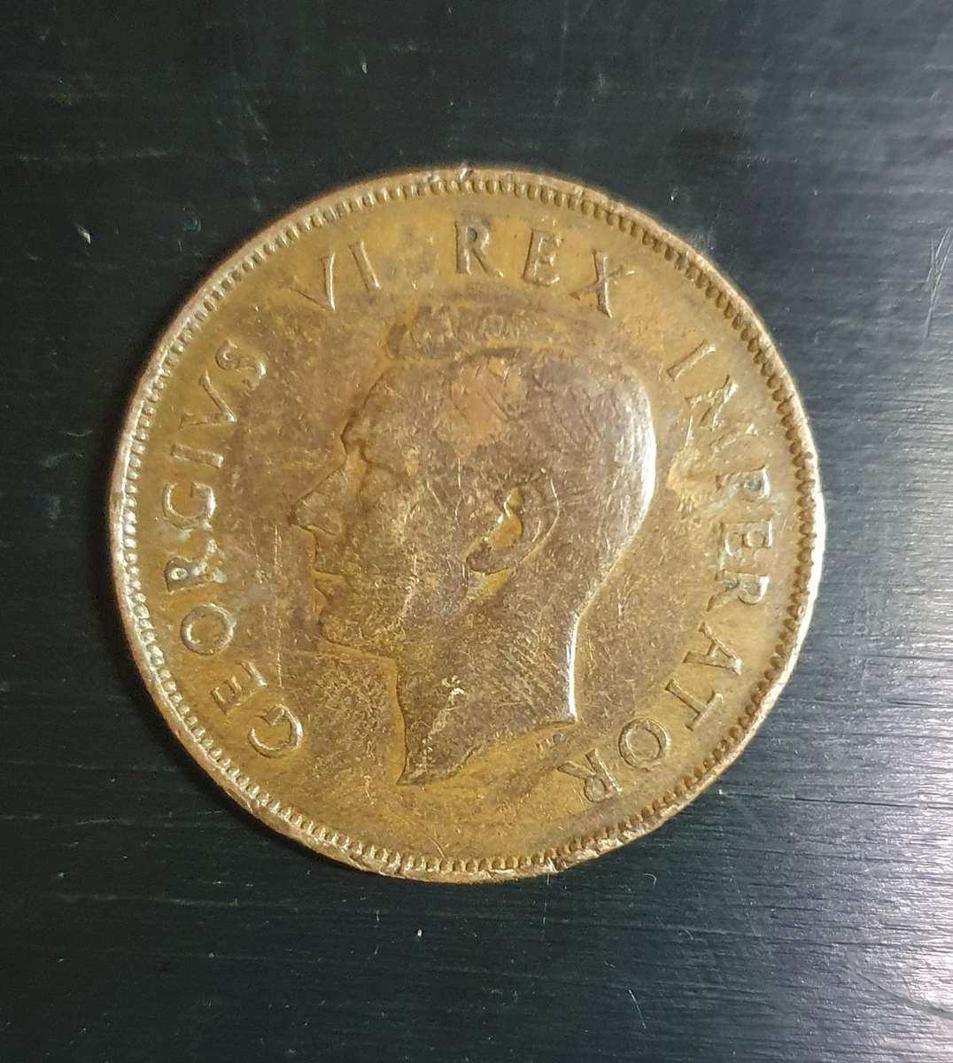 SCARCE 1947 UNION OF SOUTH AFRICA - GEORGIVS VI ONE PENNY COIN