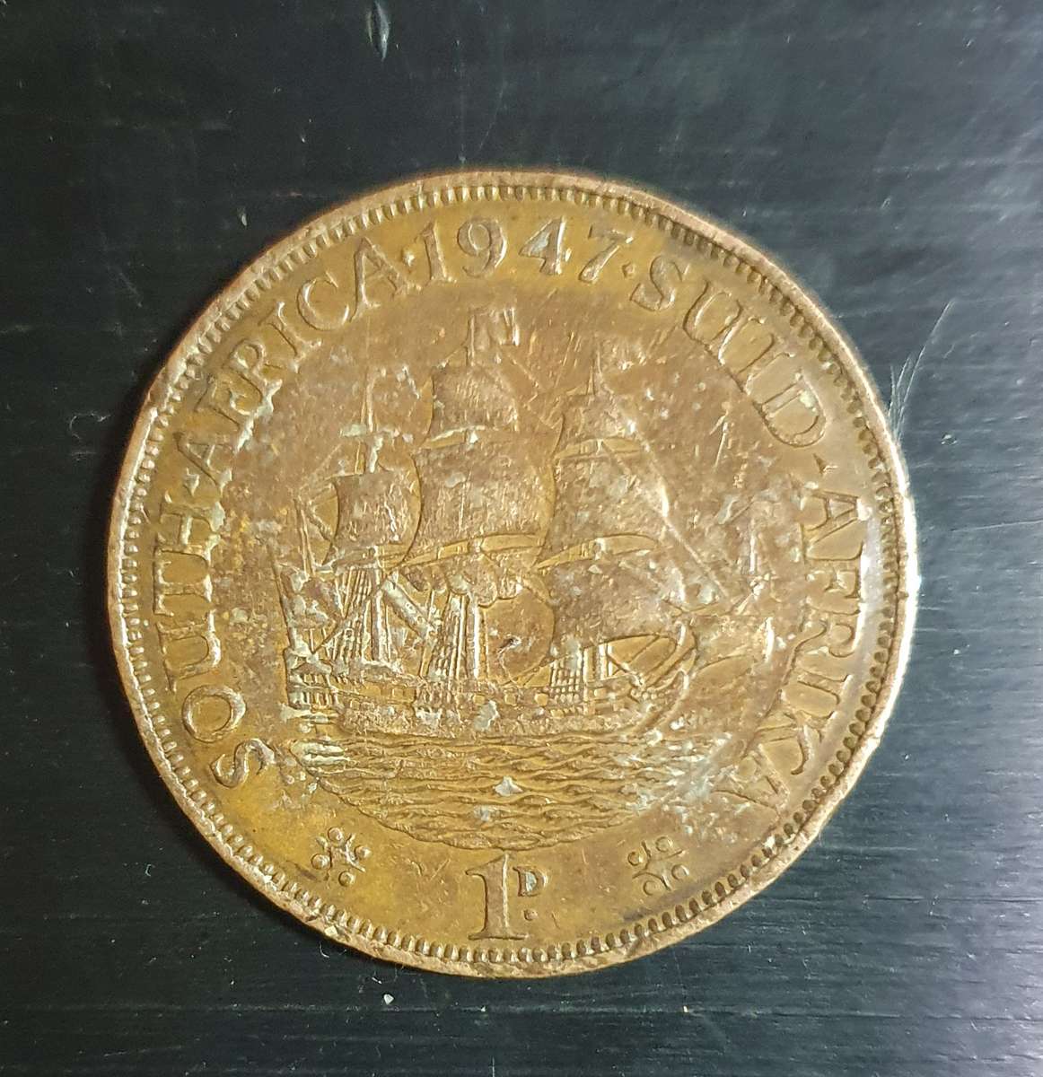 SCARCE 1947 UNION OF SOUTH AFRICA - GEORGIVS VI ONE PENNY COIN