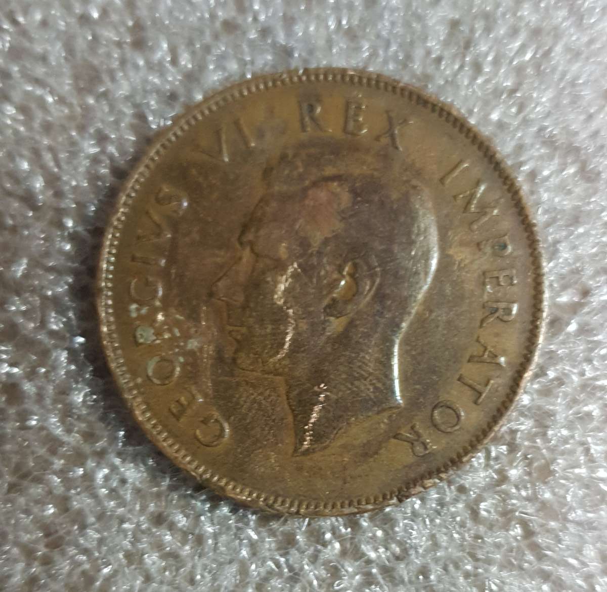 SCARCE 1947 UNION OF SOUTH AFRICA - GEORGIVS VI ONE PENNY COIN