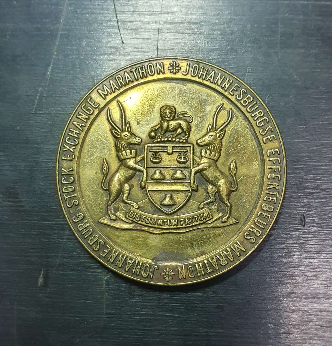 Johannesburg Stock Exchange Marathon Bronze medallion - Unengraved & heavy