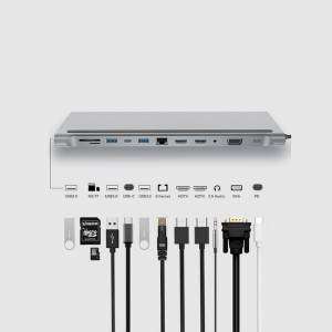12 in 1 USB Type-C Multi Function Docking Station - DUAL HDMI OUTPUT