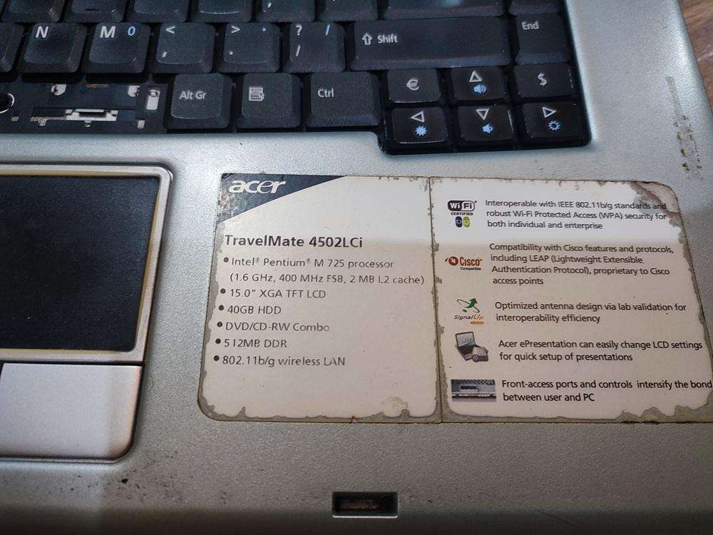 Acer TravelMate 4502LCi - AS SPARES