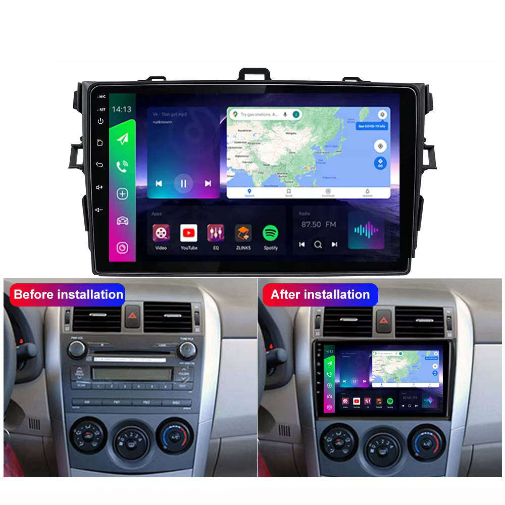 Toyota Corolla 2006- 2012 Premium 9" QLED Android Head Unit, DSP, 4GB RAM, 64GB , CarPlay