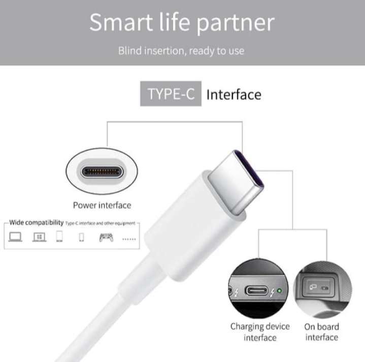 Type-C to Type-C Charger - 1M White Fast Charging Cable