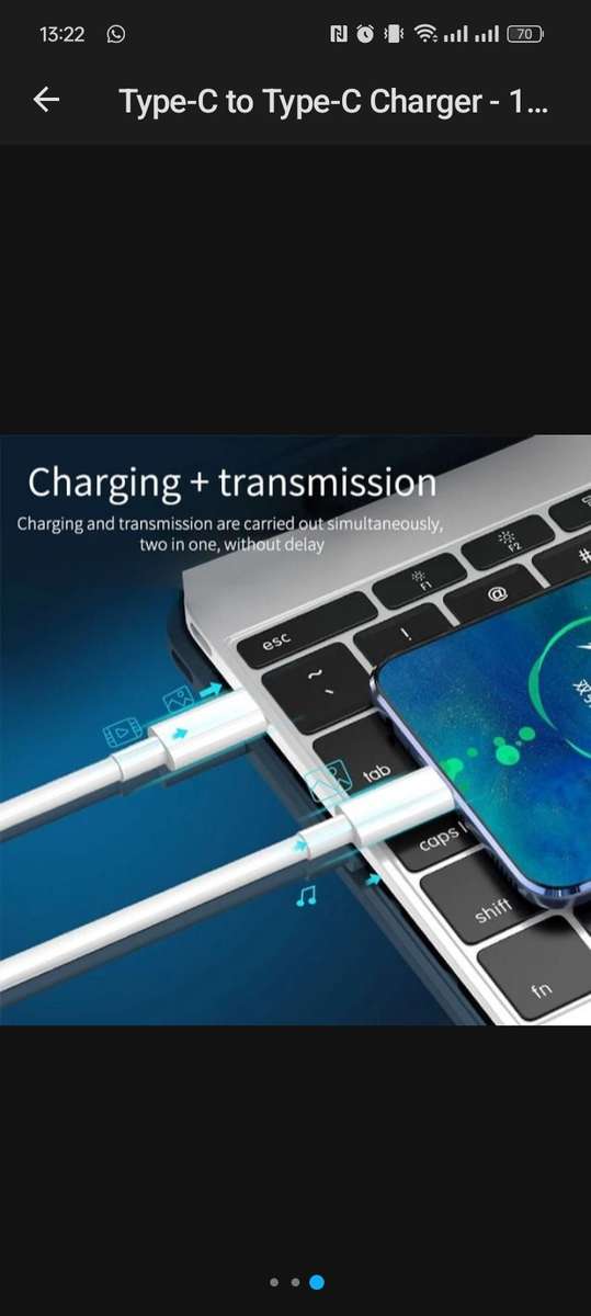 Type-C to Type-C Charger - 1M White Fast Charging Cable