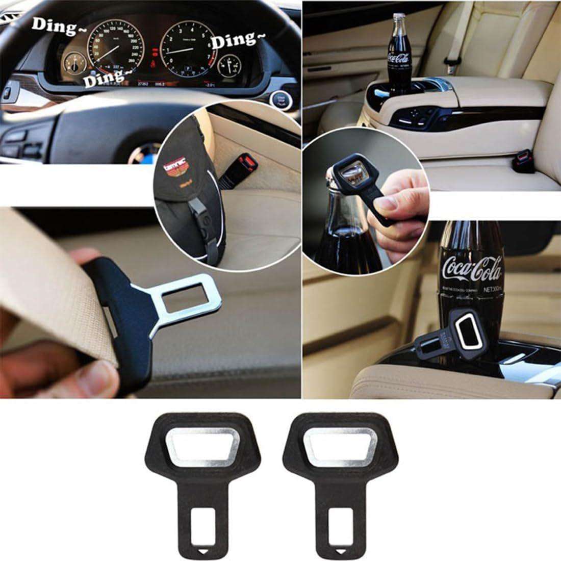 Pair of Car Seat Belt Buckle Inserts with Built-in Bottle Opener
