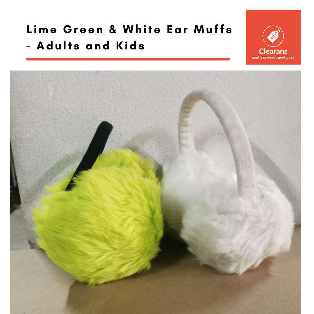 Lime Green & White Ear Muffs Combo For  Adults and Kids