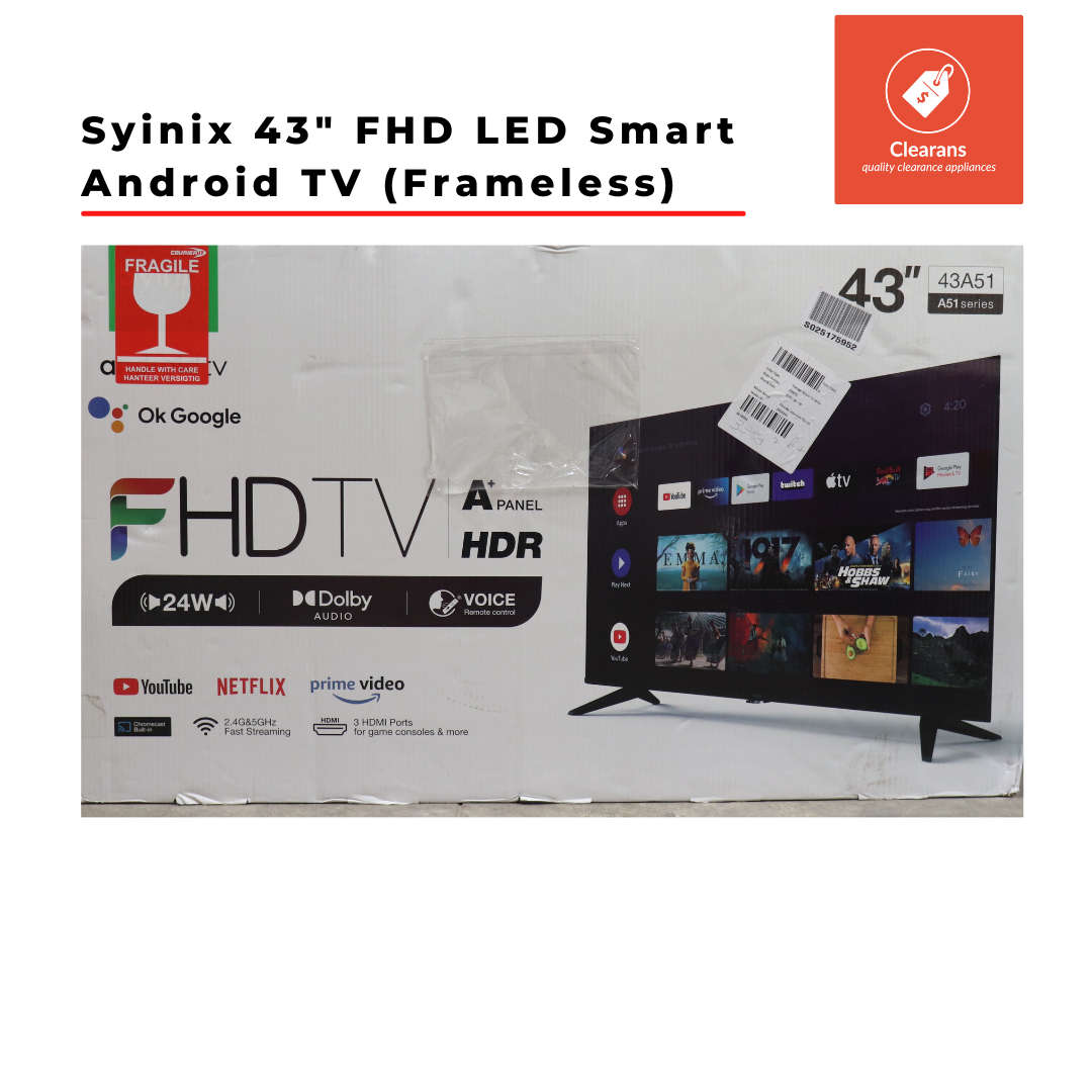 Syinix 43 inch FHD LED Smart Android TV (Frameless)