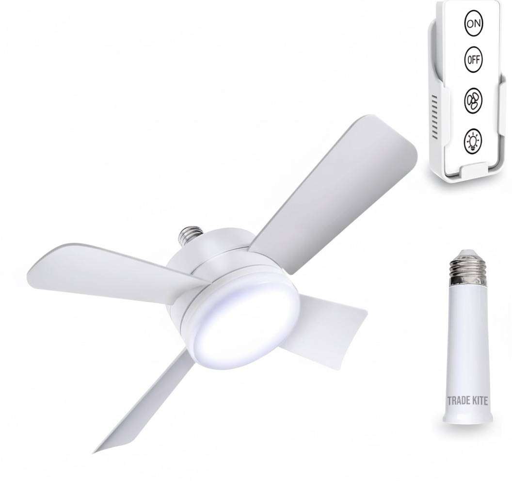 Trade Kite Socket Fan Light - Ceiling Fan with LED Bulb & Remote Control