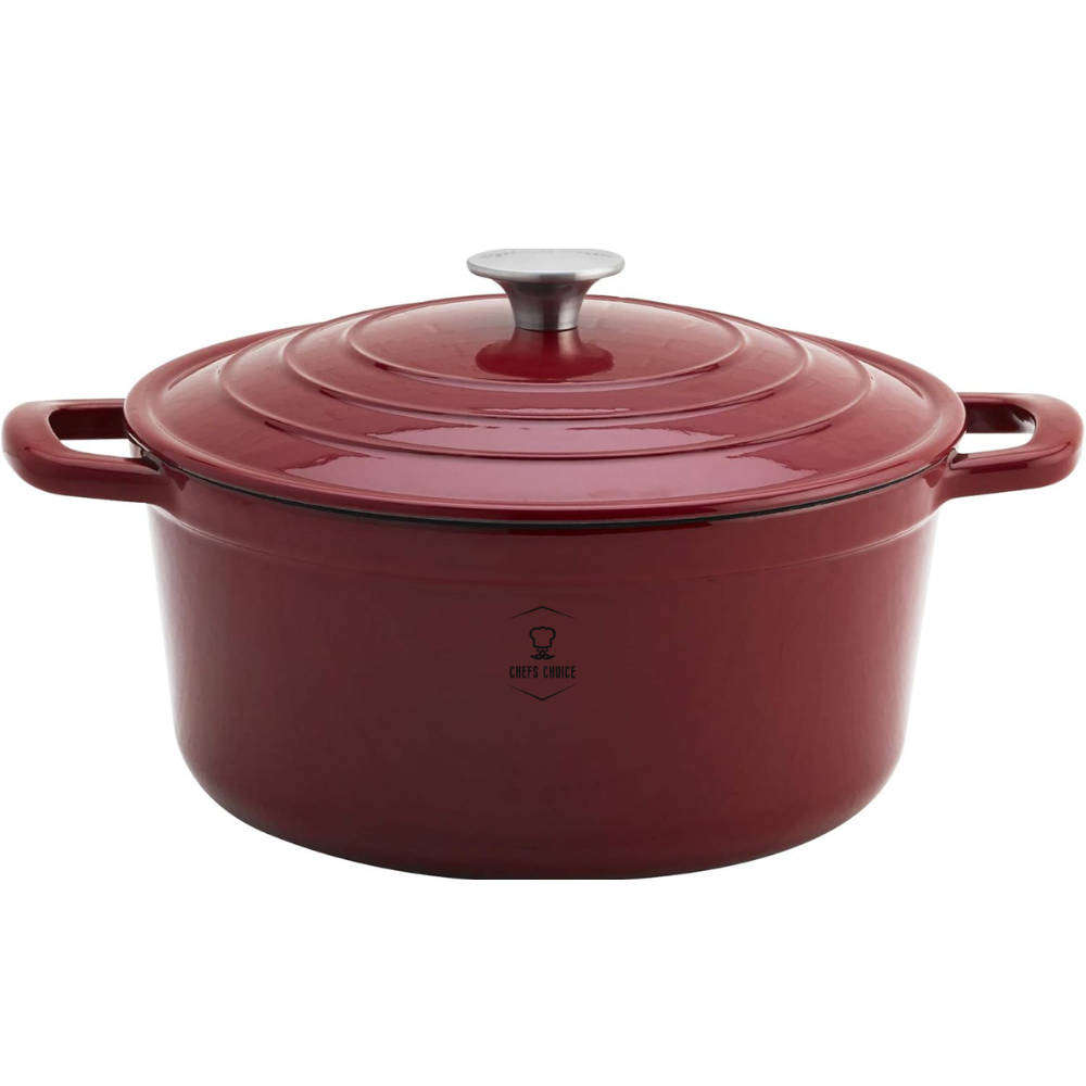 Chefs Choice 28cm Enameled Cast Iron Pot with Lid | Premium Quality - Red