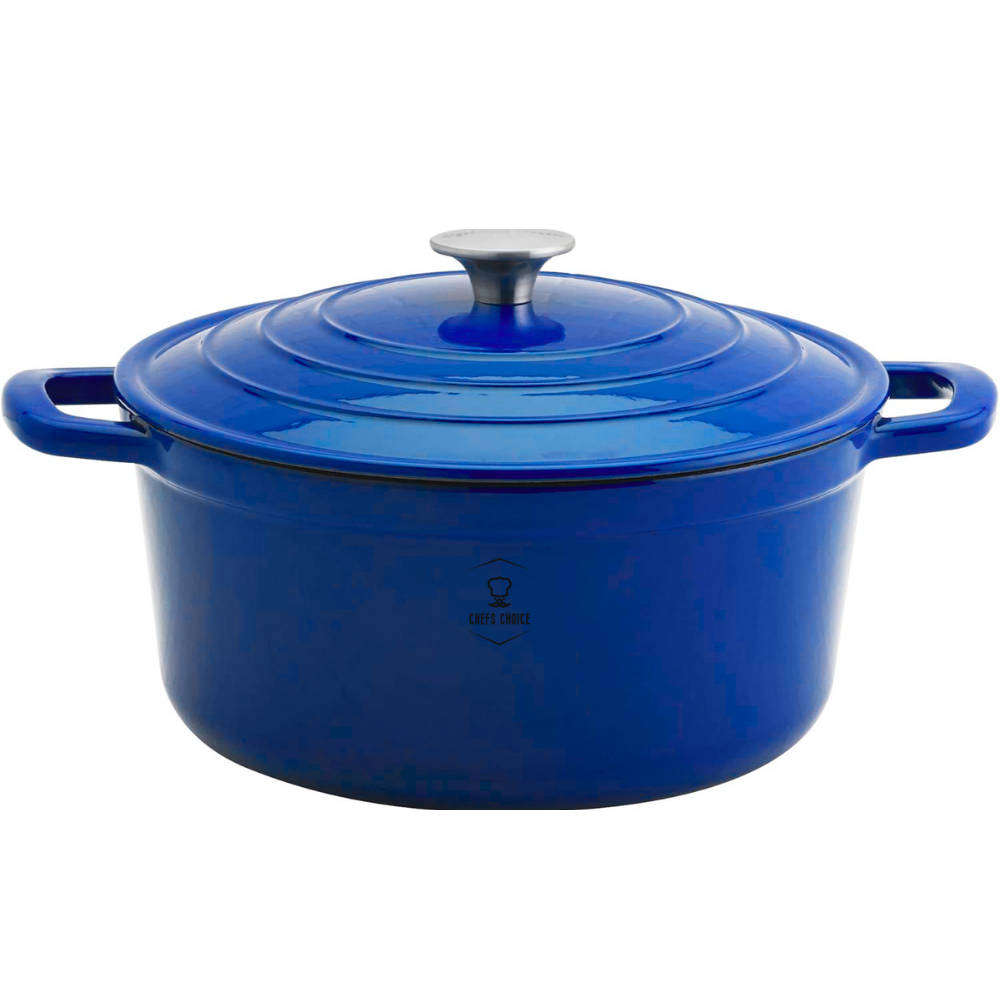 Chefs Choice 28cm Enameled Cast Iron Pot with Lid | Premium Quality - Blue