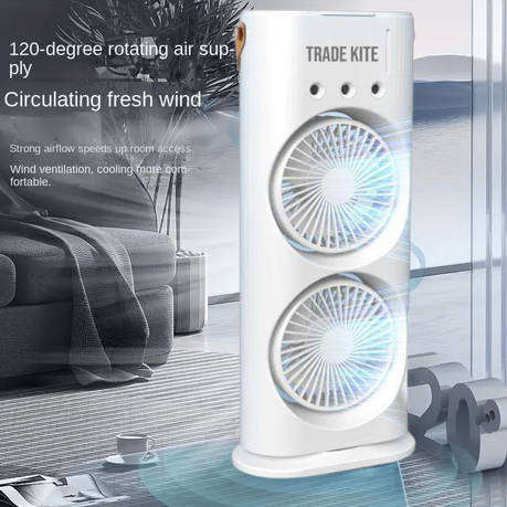 Trade Kite USB-Powered Double-Head Mist Spray Fan with 7-Color LED |Durable