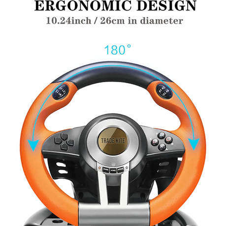 Trade Kite V3 Pro/V3II Racing Games Steering Wheel with Pedal-180 Rotation
