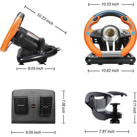 Trade Kite V3 Pro/V3II Racing Games Steering Wheel with Pedal-180 Rotation
