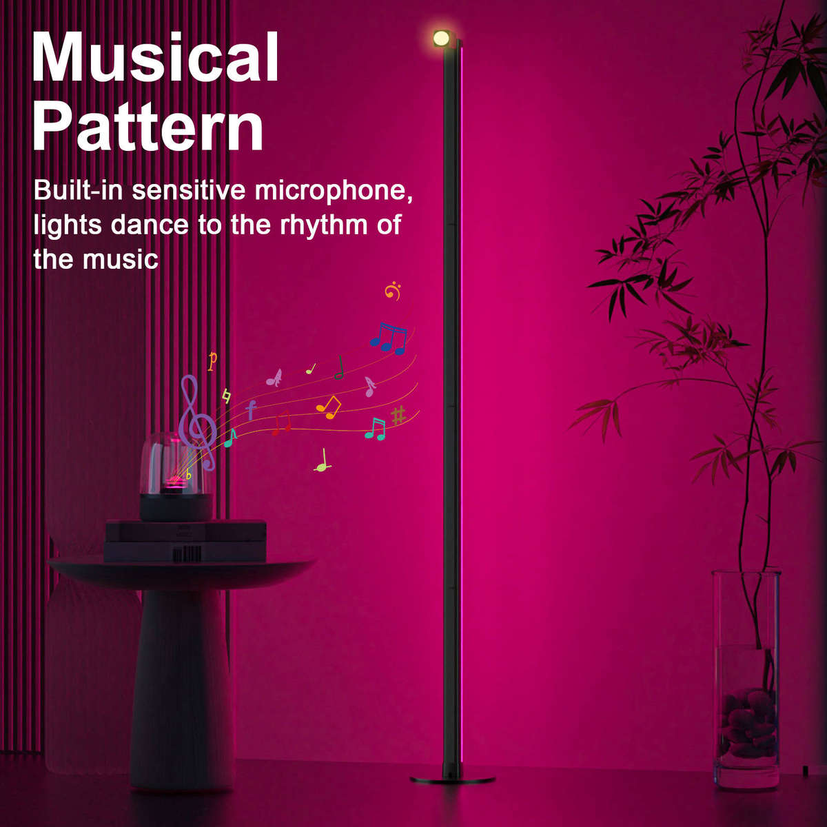 24V Smart RGB Floor Lamp with Independent Color Control Warm & Cool White, 2000 Lumens Reading Light