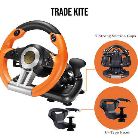 Trade Kite V3 Pro/V3II Racing Games Steering Wheel with Pedal-180 Rotation
