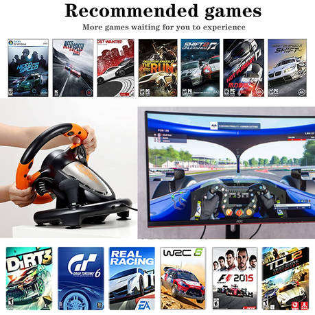 Trade Kite V3 Pro/V3II Racing Games Steering Wheel with Pedal-180 Rotation