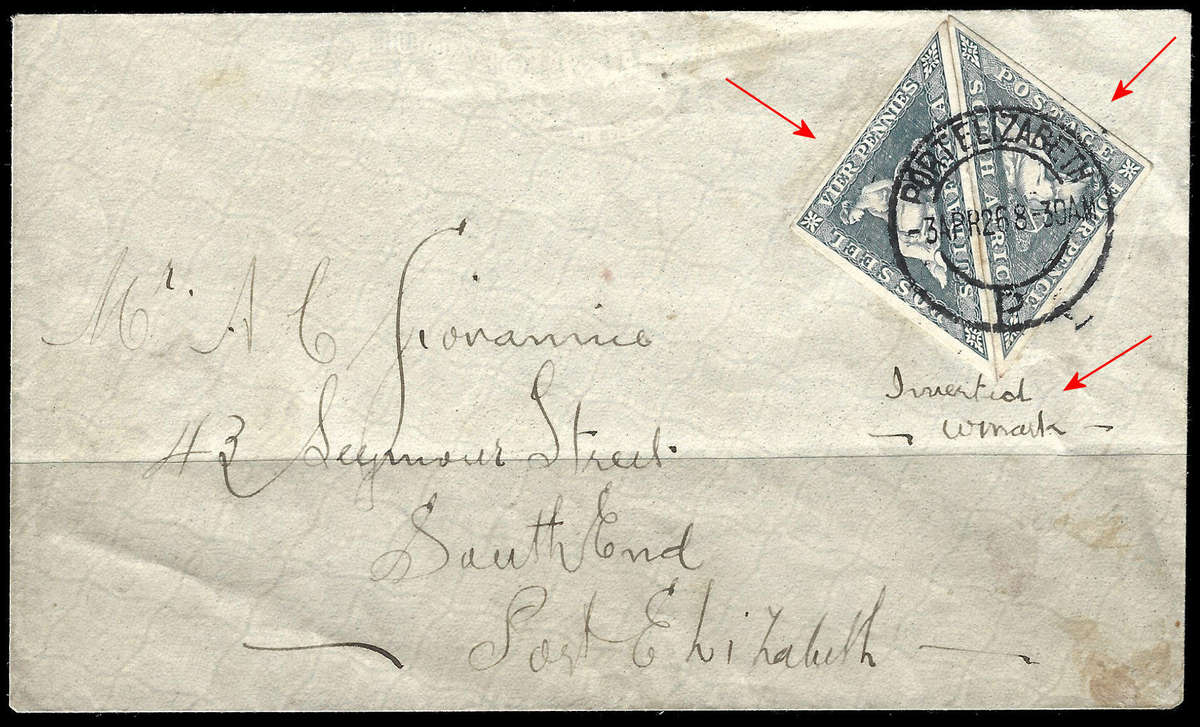 1926 Triangular Cover, English and Afrikaans, Stated on cover to be INVERTED WMK, Scarce