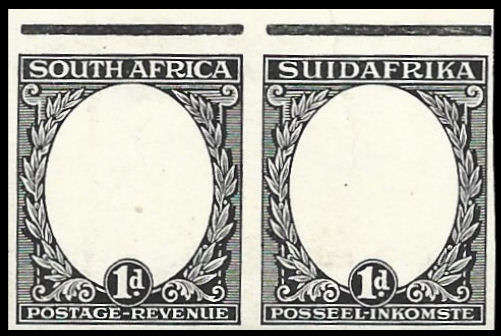 1926-27 Pretoria Typo's 1d IMPERF PLATE PROOF, Scarce