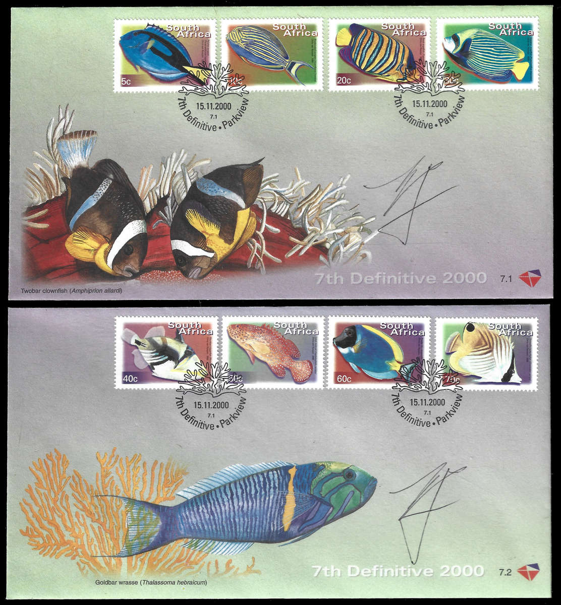 7th Def Signed Set of F.D.C'S In Blue Post Office Folder