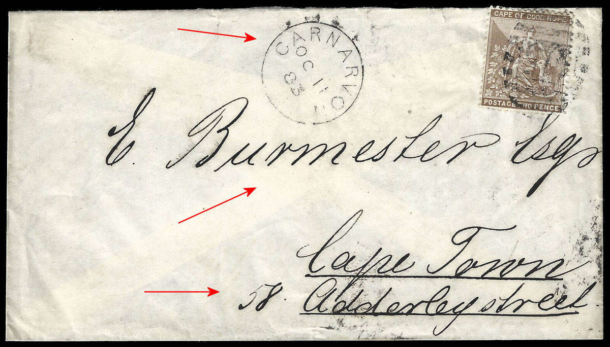 1883 Burmester correspondence envelope (complete with contents)