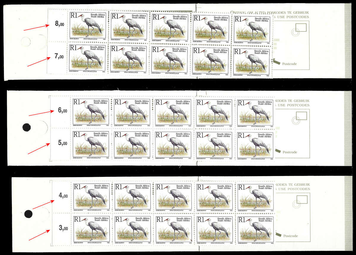 1998 Ilsapex Booklets with Wattle Crane INSIDE instead of Rhino Plus Sheet Combinations, Scarce (7)