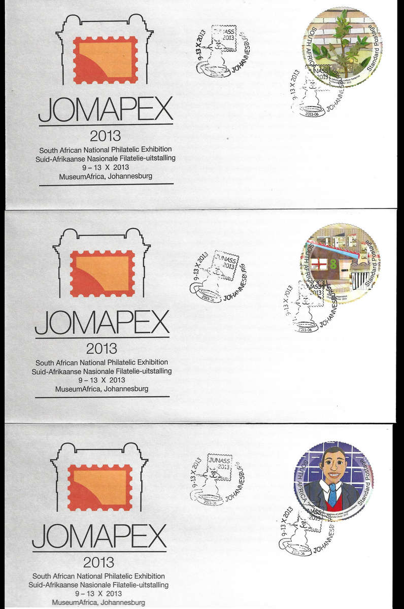 JOMAPEX 2013 set of 5 covers each cancelled with Junas 2013 hand stamp, scarce
