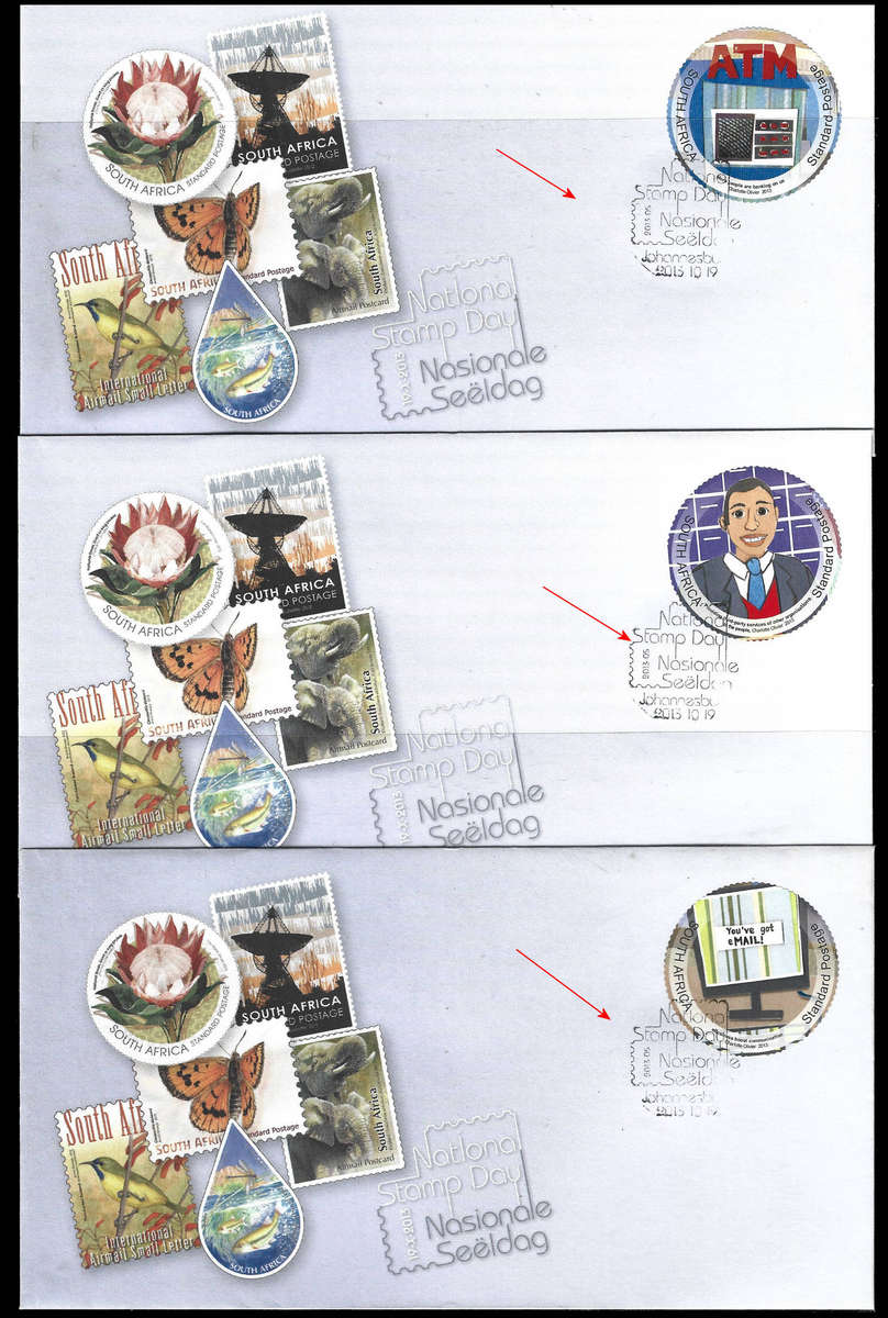 National Stamp Day 2013 set of 5 covers each cancelled with National Stamp Day hand stamp, scarce