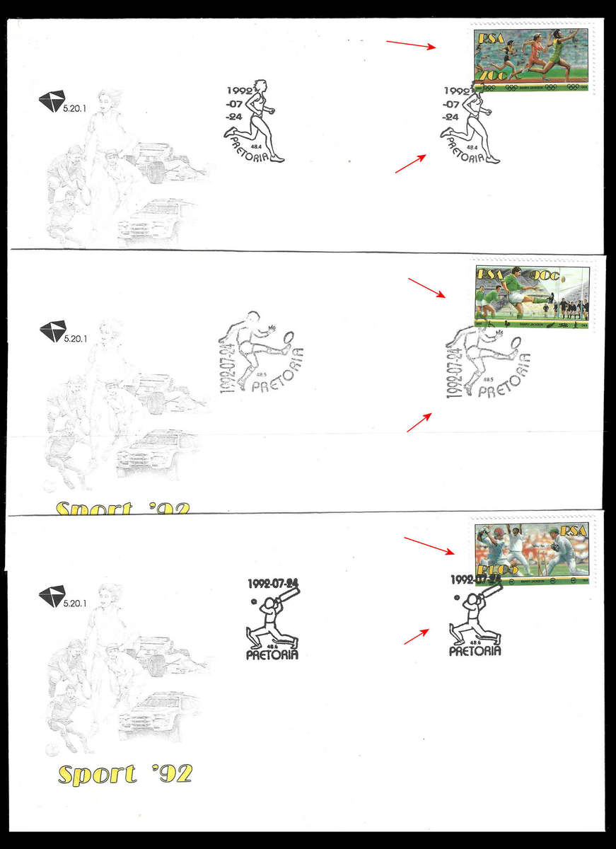 1992 SPORT Set of 6 Covers, each with SPECIAL Date Stamp