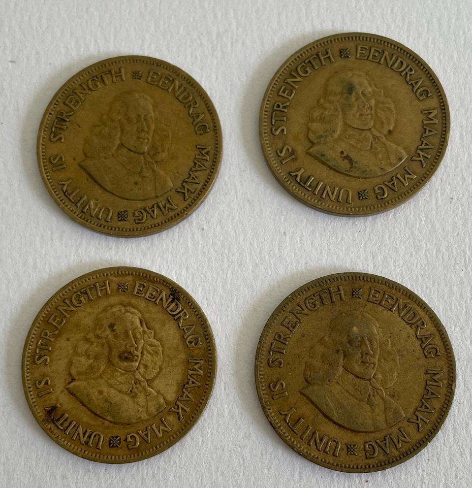 South African 1 cent coins x4 - all 1961