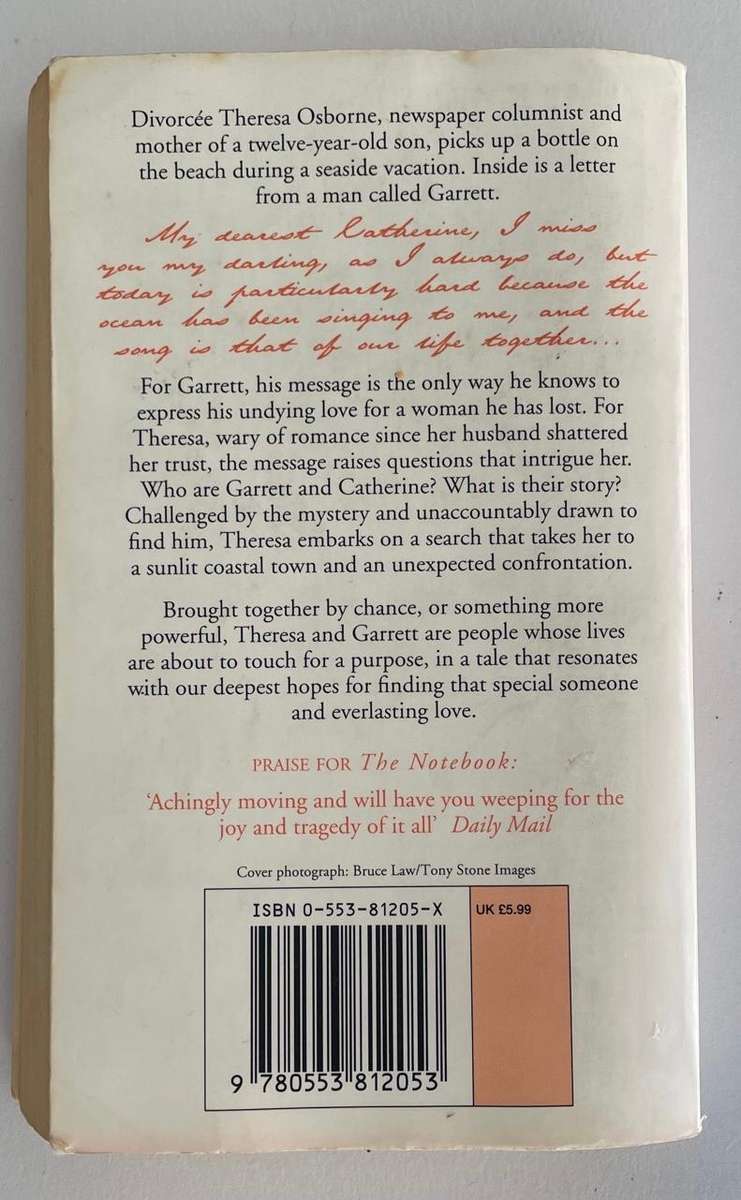 NICHOLAS SPARKS - MESSAGE IN A BOTTLE - 1999 - BANTAM - 410 PAGES