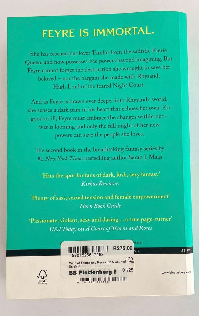 A Court of Mist and Fury - Sarah Maas - Book 2 in the series. 626 pages. Great read! *Fantasy