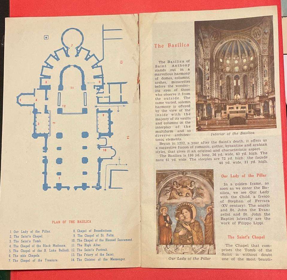 Vintage Tourist Pamphlet - BASILICA OF ST. ANTHONY OF PADUA - 1950's - RARE!