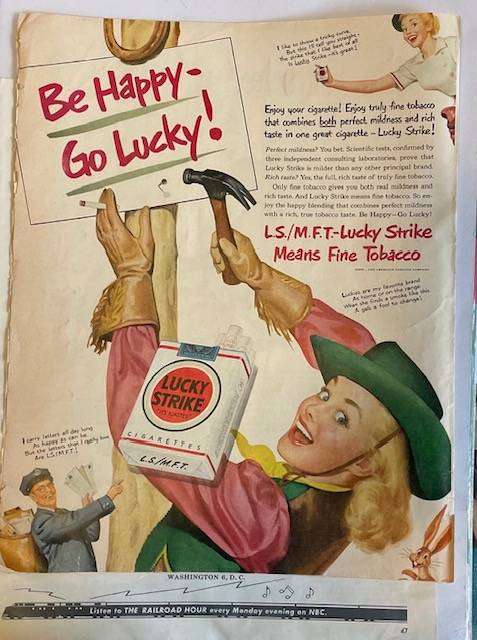 Vintage advertisement - Lucky Strike  - from LOOK magazine - 1950