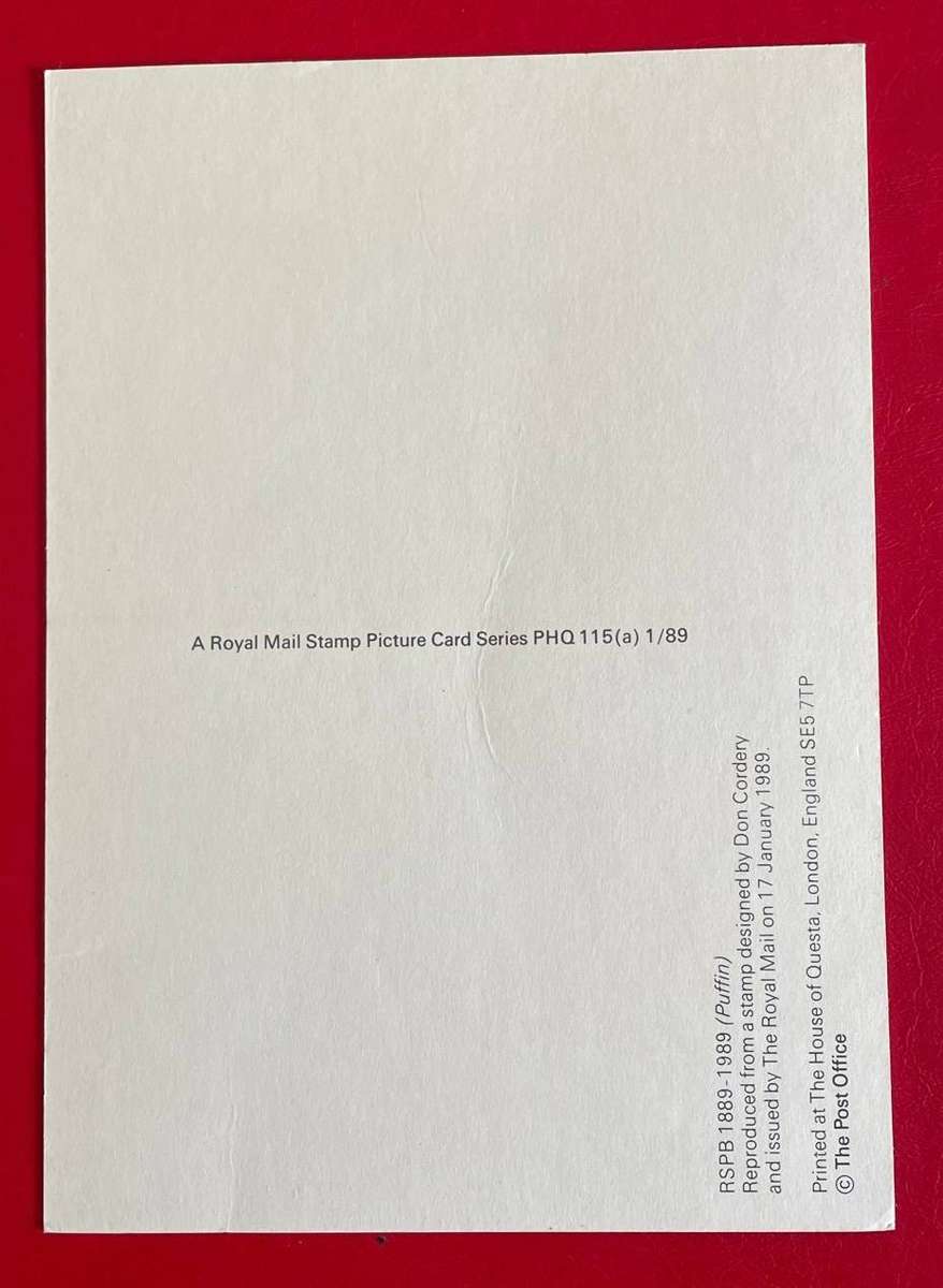 Maxi Card - PUFFIN - 19pence -  Royal Mail 1989