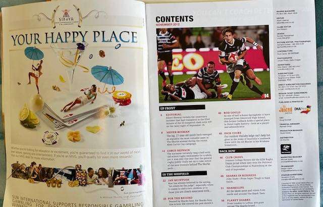 SHARKS - The official Magazine of the Sharks - NOV 2012 - 58 pages - Great condition - #Rugby