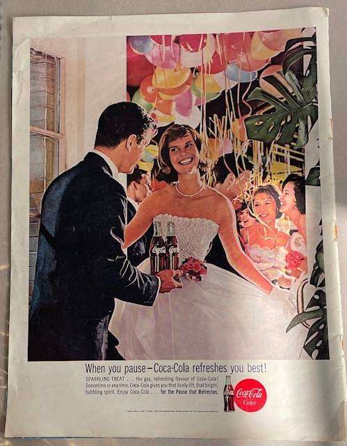 Vintage advertisements - LIFE magazine 1963  . Coca Cola Party advert with Hiram Walker Whiskey