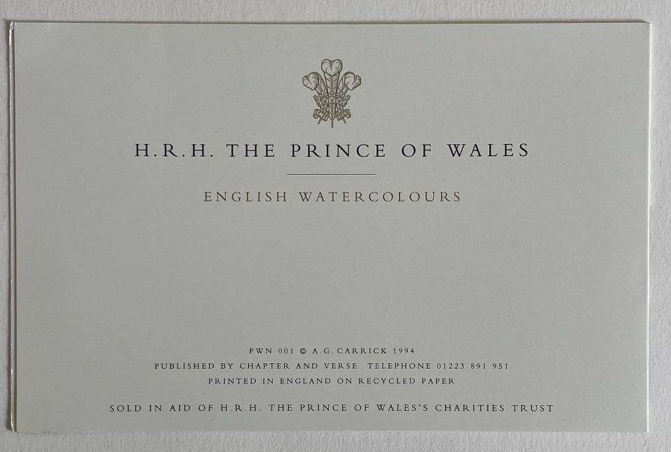 Vintage card - English Watercolours - Painting by HRH Prince of Wales - 1994 -  Blank inside