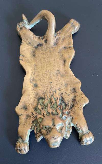 Vintage Lion Pelt Solid Brass Ashtray or Trinket Bowl