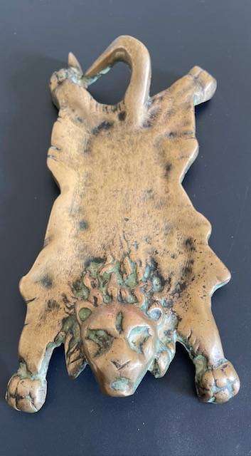 Vintage Lion Pelt Solid Brass Ashtray or Trinket Bowl