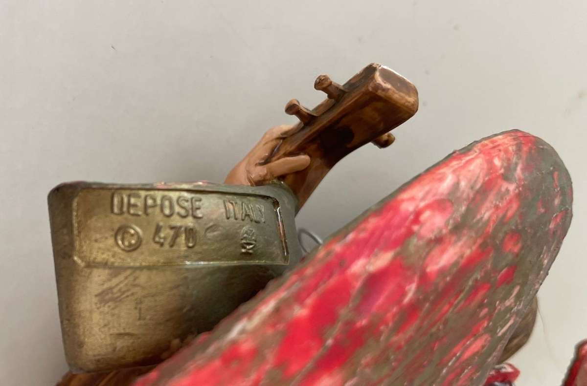 Vintage Fontanini Silmonetti " Angel with Mandolin" Depose, Italy #470 - Beautiful collectible 17cm