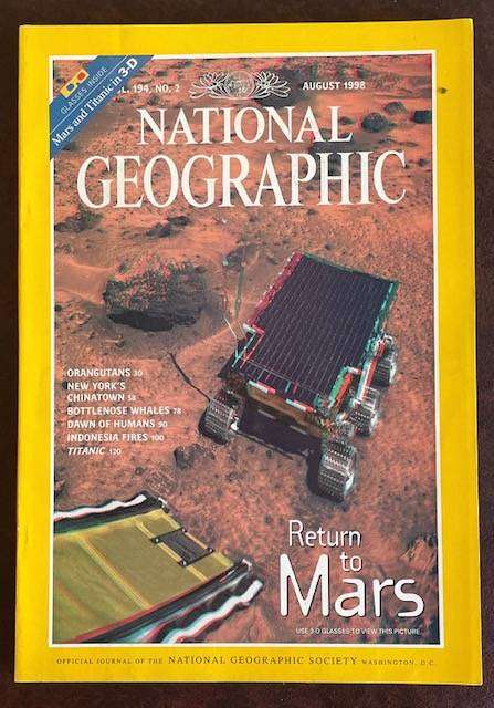 National Geographic Magazine  1998  RETURN TO MARS - Plus 3D glasses for images of Mars and Titanic