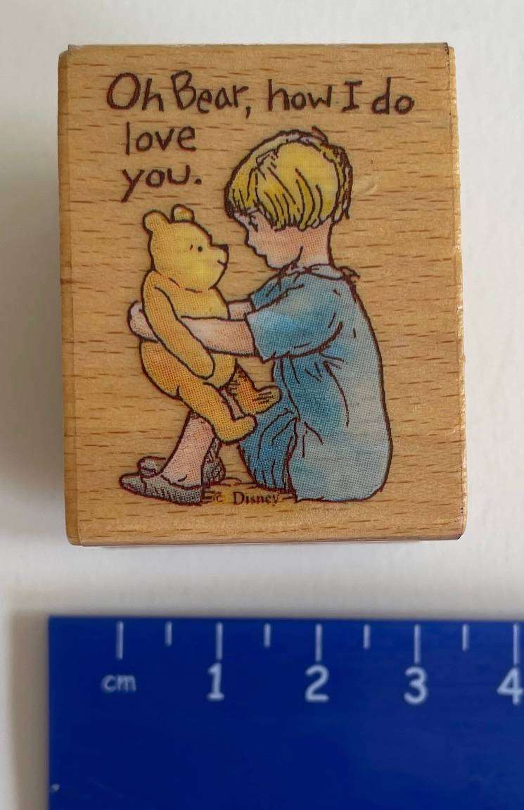 Vintage Winnie the Pooh Rubber Stamp - Disney - "OH BEAR, HOW I DO LOVE YOU." All Night Media #723D