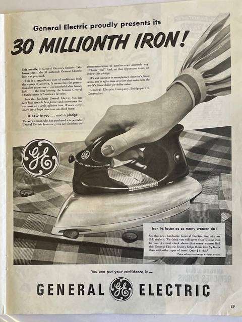 Vintage advertisement - COMMEMORATIVE -GENERAL ELECTRICS 300 MILLIONTH IRON!