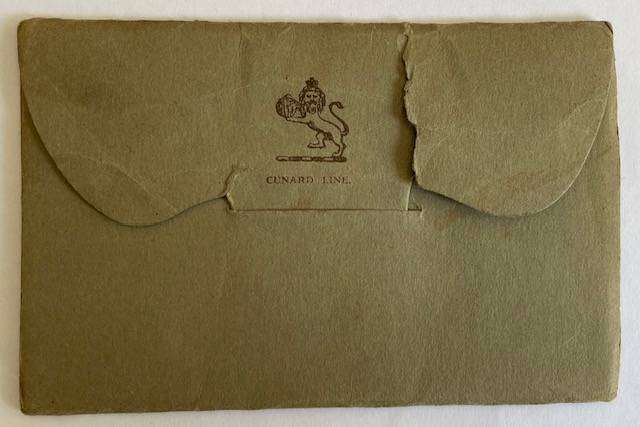 Antique CUNARD LINES FOLDER - given To Comrades Overseas - 1919 - contains 3 PC of ships.  WWI