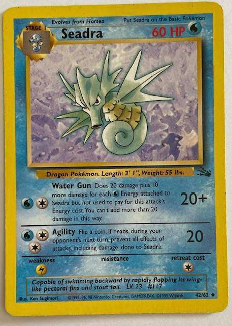 Pokémon TCG - SEADRA - 1999 - 42/62 - UNCOMMON - LP NM