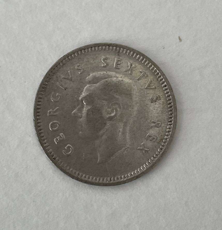 South African 1952 - 3d - 50% silver coin