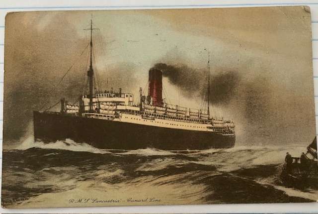 RMS "Lancastria" Cunard Line postcard. Posted in 1938