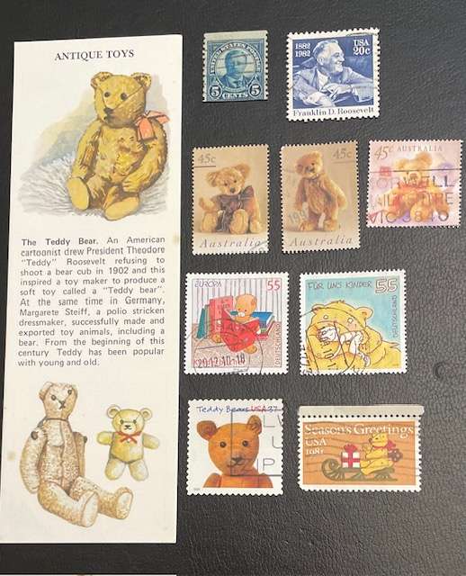 Teddy Bear stamps - antique toys